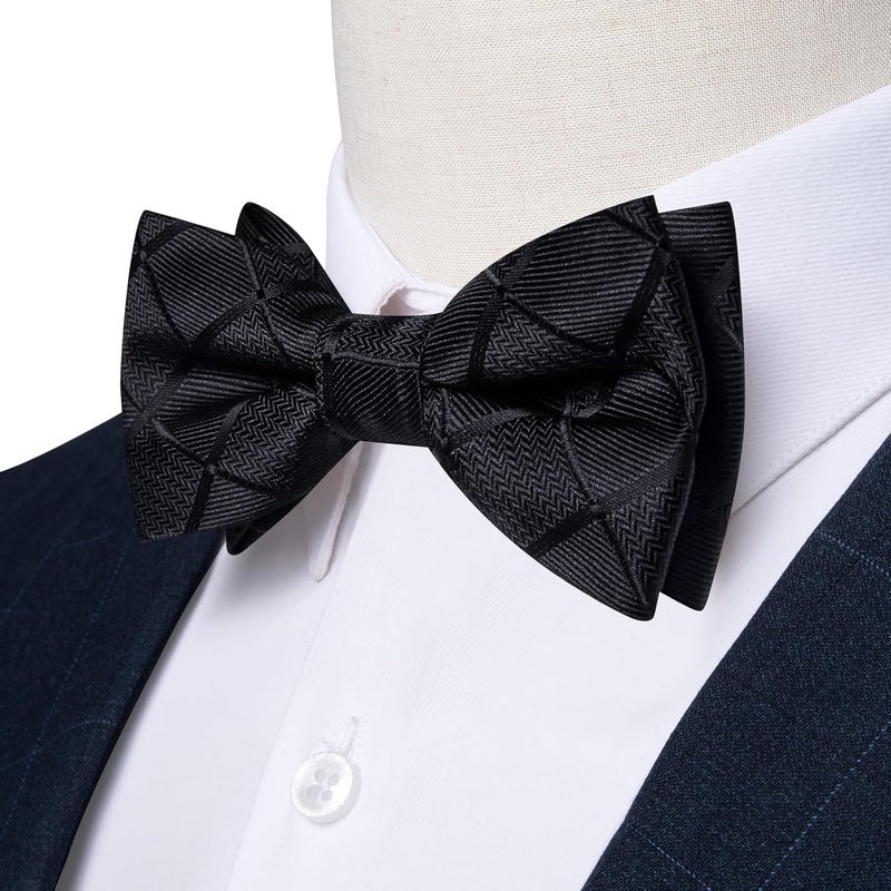 DiBanGu Boys Pre-tied Bow Tie,Silk Adjustable Bowtie and Pocket Square for Age 8-14 Kids Bowtie Wedding School Ceremony Party - Image 2